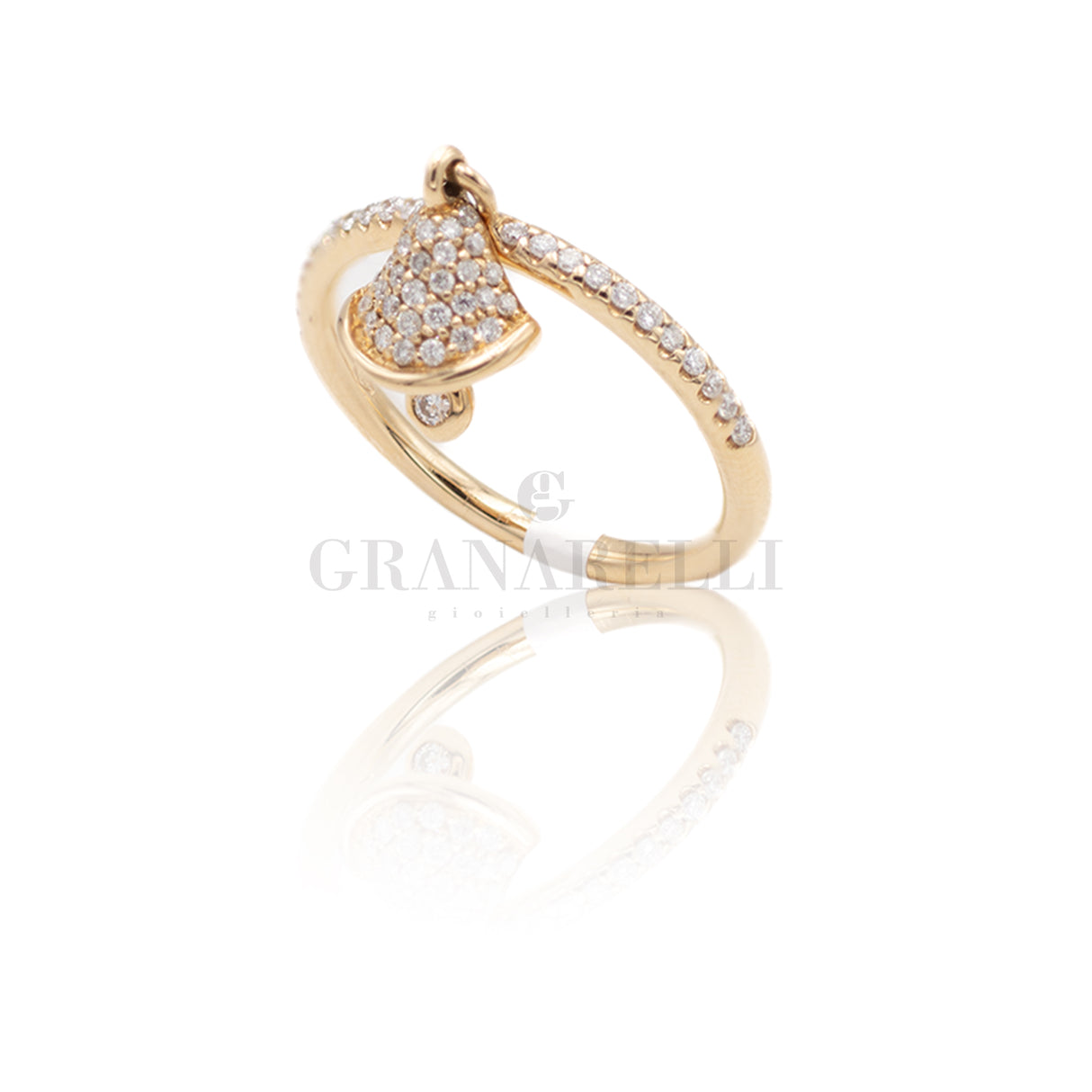 Anello Campanello con Diamanti in Oro Rosa