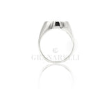Anello Chevalier con pavè di Diamanti in Oro Bianco