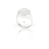 Anello Chevalier con pavè di Diamanti in Oro Bianco