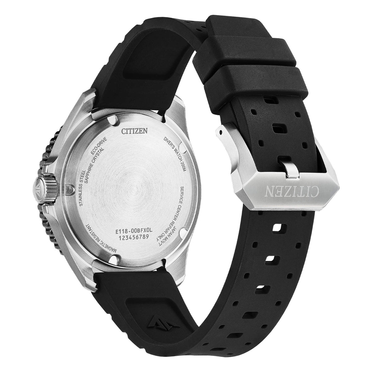 Diver's Eco-Drive 200 mt Acciaio Nero Gomma 40mm