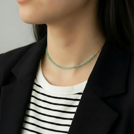 Collana con avventurina verde e catena oro giallo