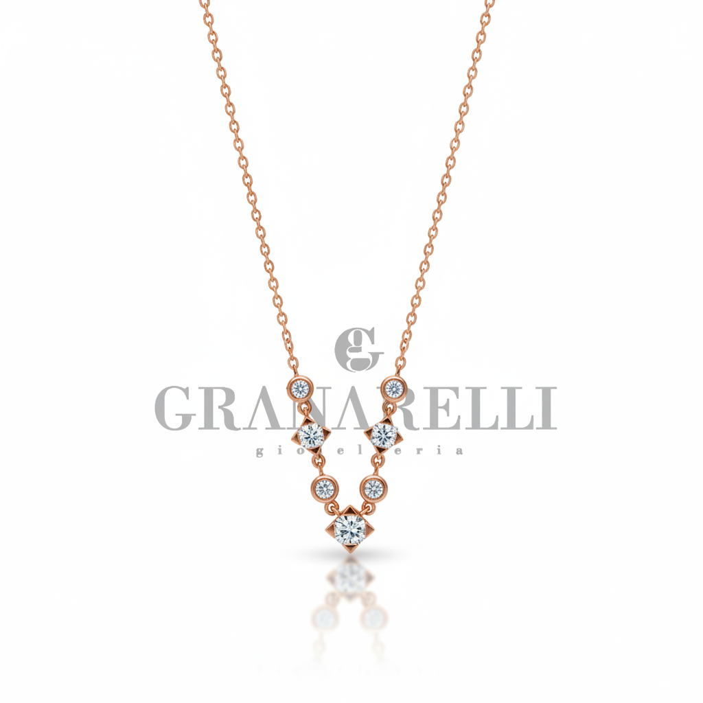 Collana Diamanti Oro Rosa Granarelli