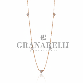 Collana Lunga Cuori Diamanti Oro Rosa Granarelli