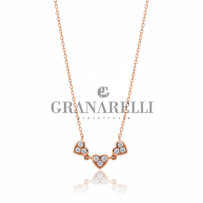Collana Tre Cuori Diamanti Oro Rosa Granarelli - Corretta