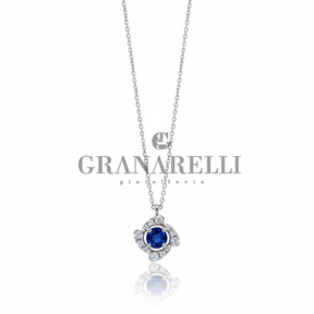 Collana Zaffiro Blu Diamanti Oro Bianco Granarelli