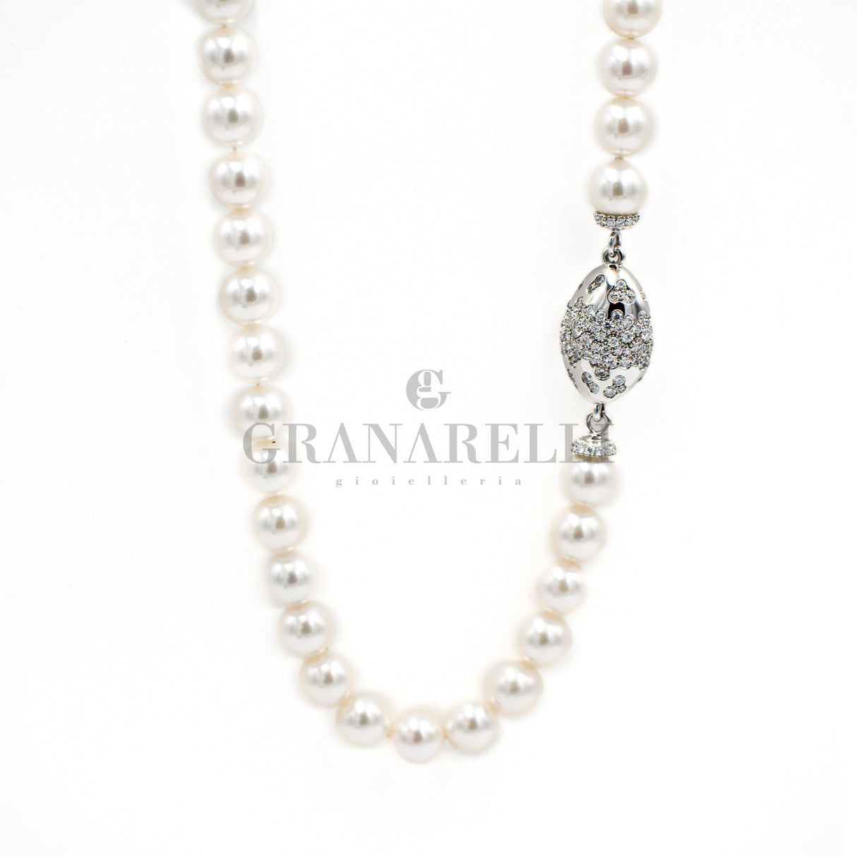 Collana Perle e diamanti in Oro Bianco