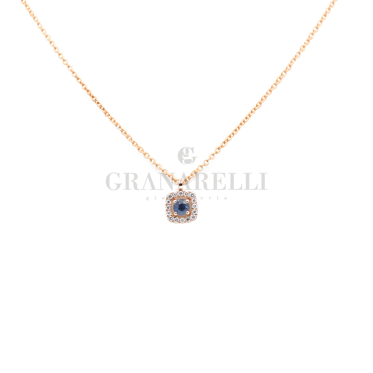 Girocollo Zaffiri e Diamanti in Oro Rosa