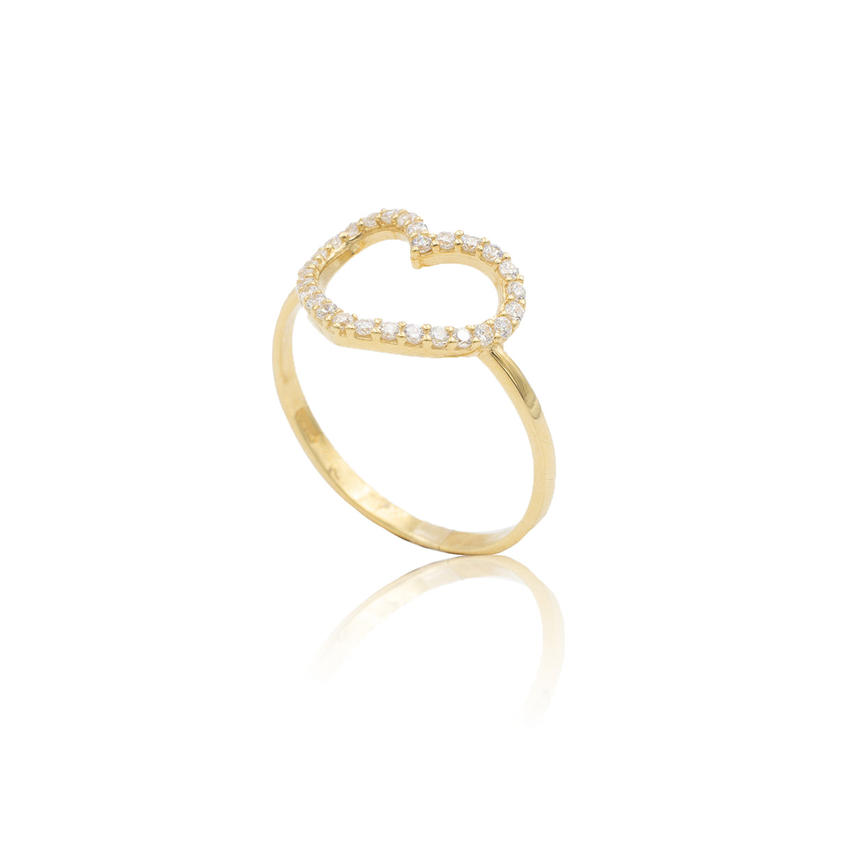 Anello Cuore Silhouette di zirconi In Oro Giallo-Anelli-GRANARELLI-Gioielleria Granarelli