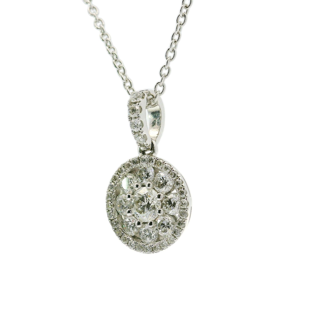 White gold diamond flower crew