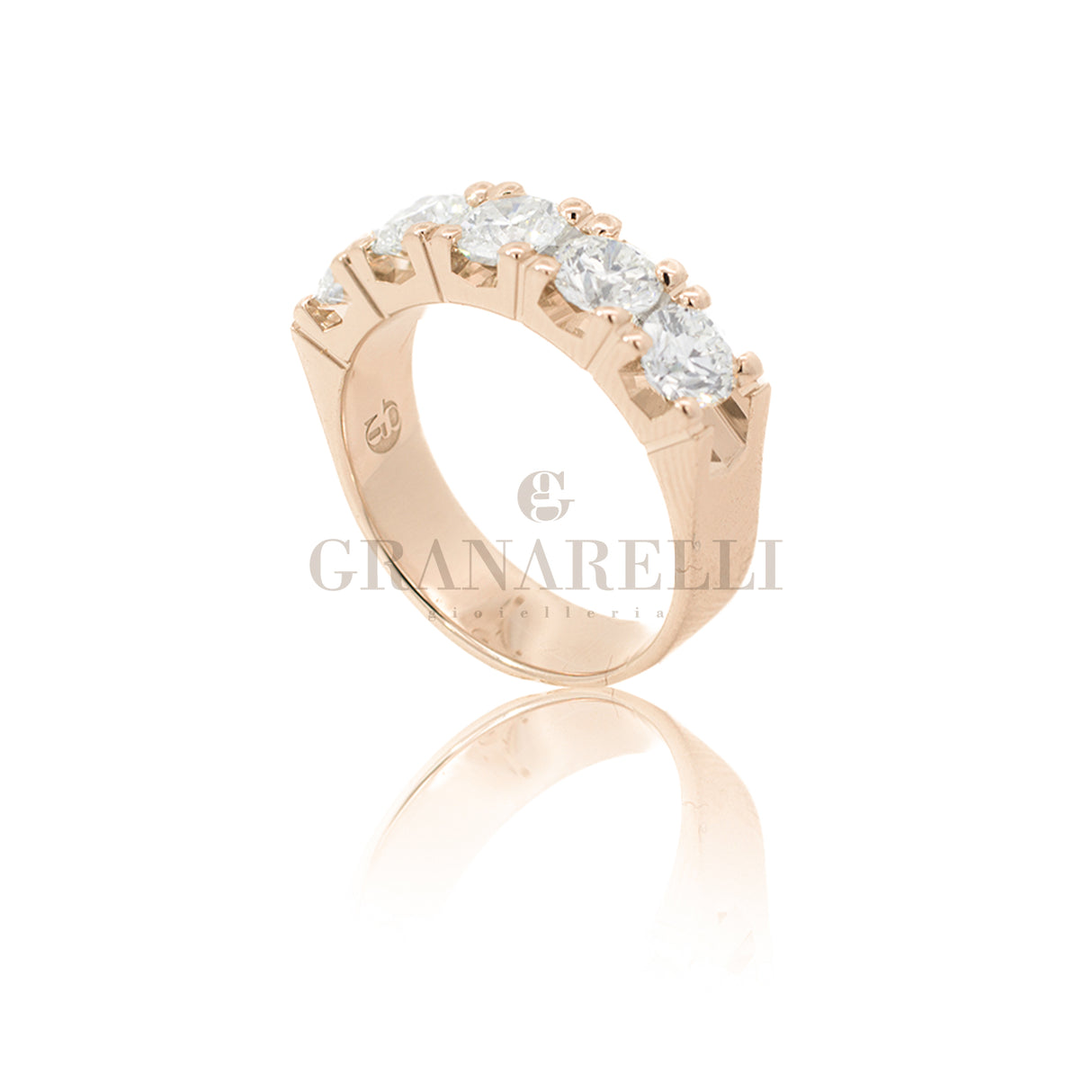 Anello Fedina 5 diamanti 1.85kt In Oro Rosa