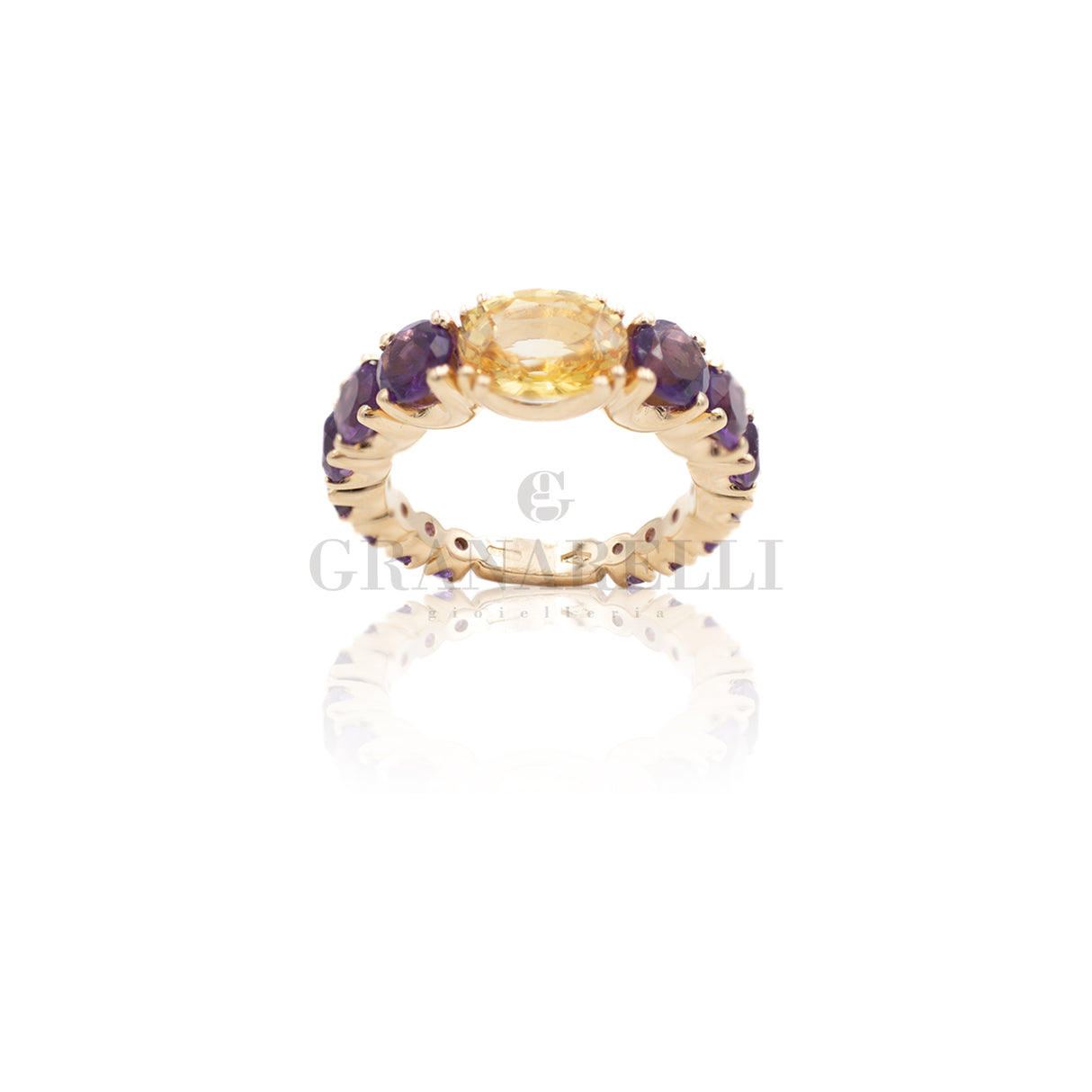 Anello Ametista e Zaffiro Yellow in Oro Rosa