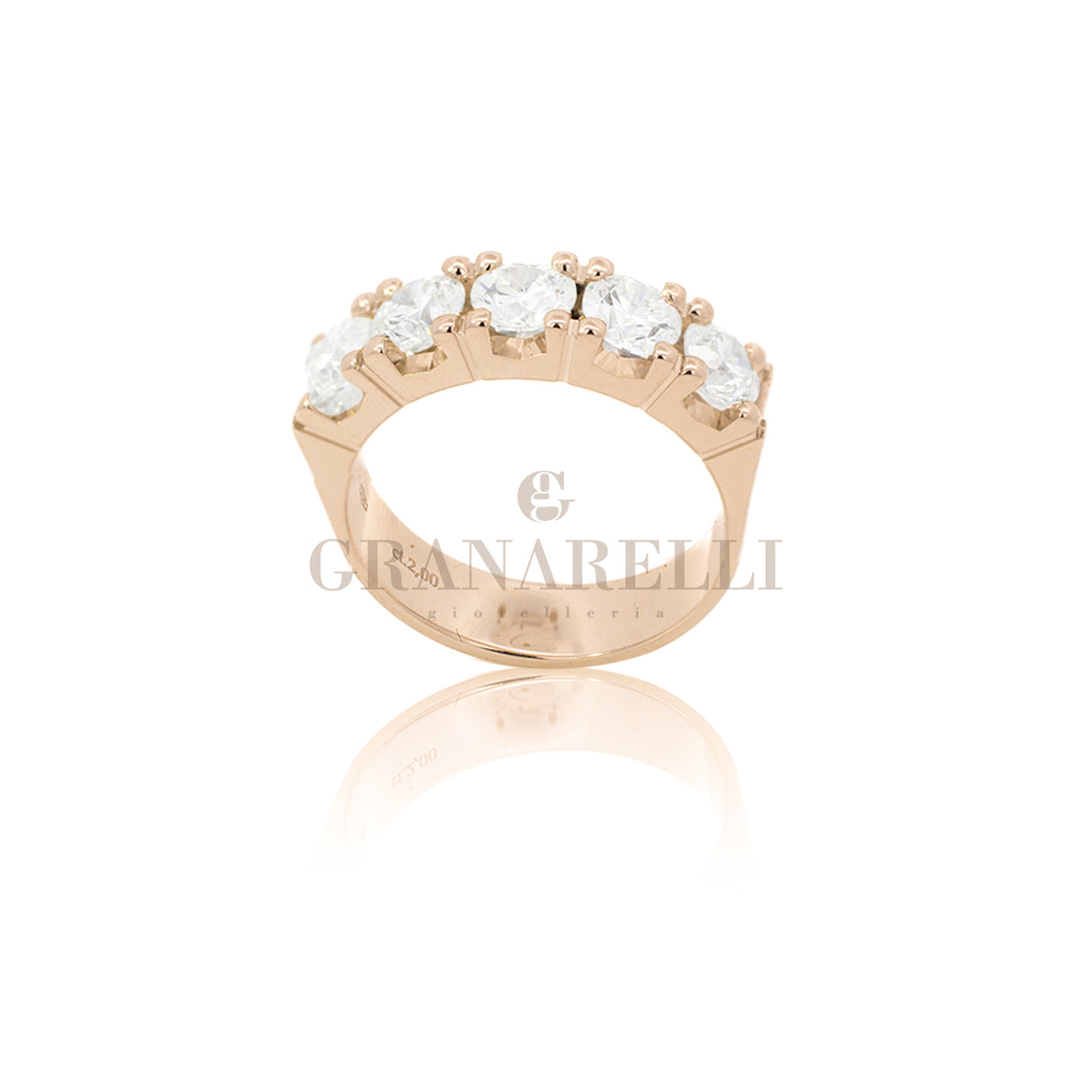 Anello Fedina 5 diamanti 1.85kt In Oro Rosa