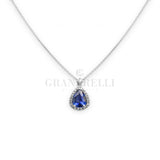 Collana in Oro Bianco Diamanti con Zaffiro taglio "Goccia" ct 1.90