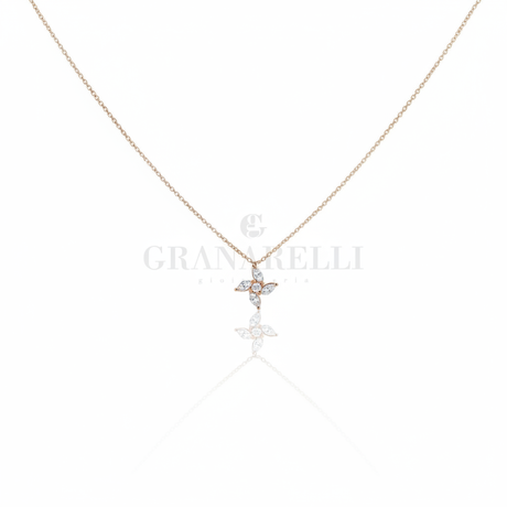 Girocollo mini fiore in oro rosa con watermark GRANARELLI discreto
