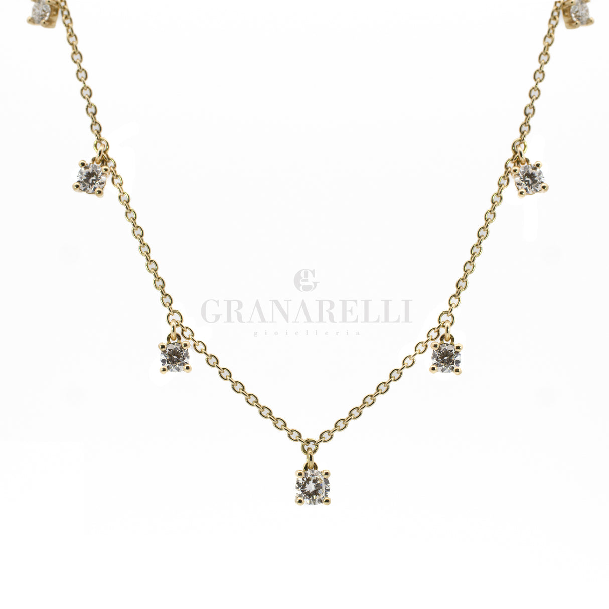 Girocollo 7 diamanti pendenti In Oro Giallo-Girocolli-GioGio-Gioielleria Granarelli
