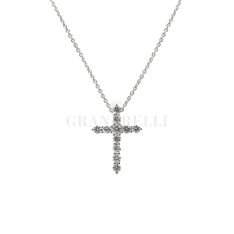 Girocollo Croce Diamanti in Oro Bianco ct 0.21-Girocolli-CRIVELLI-Gioielleria Granarelli
