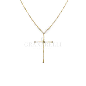 Girocollo Croce in Oro Giallo con Diamanti-Girocolli-gr-Gioielleria Granarelli