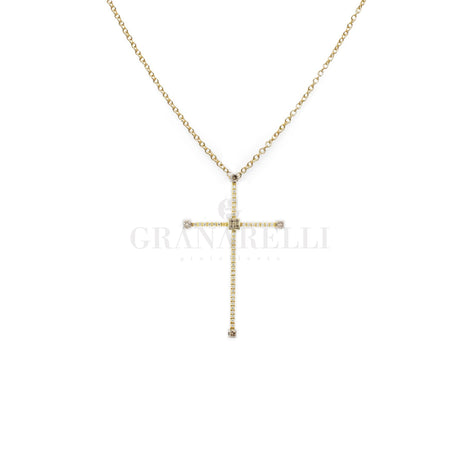 Girocollo Croce in Oro Giallo con Diamanti-Girocolli-gr-Gioielleria Granarelli
