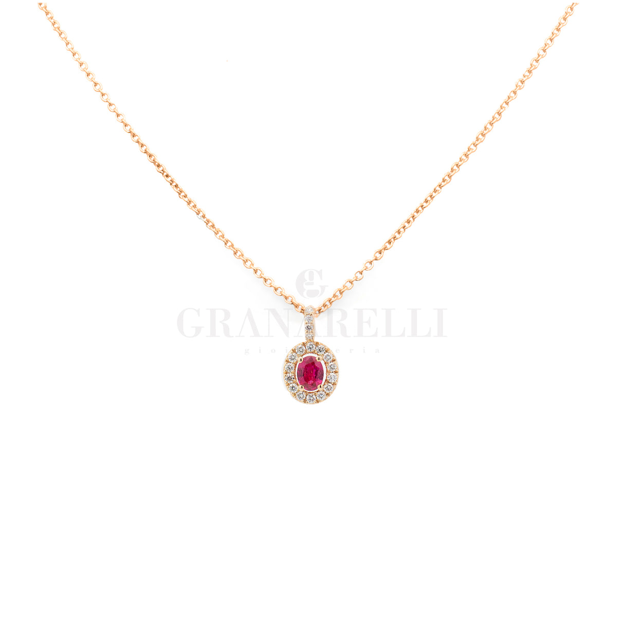 Girocollo Rubino e Diamanti in Oro Rosa