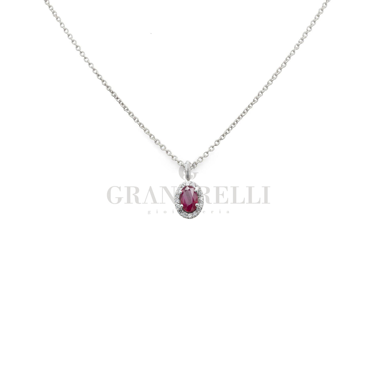 Girocollo Rubino Ovale e diamanti