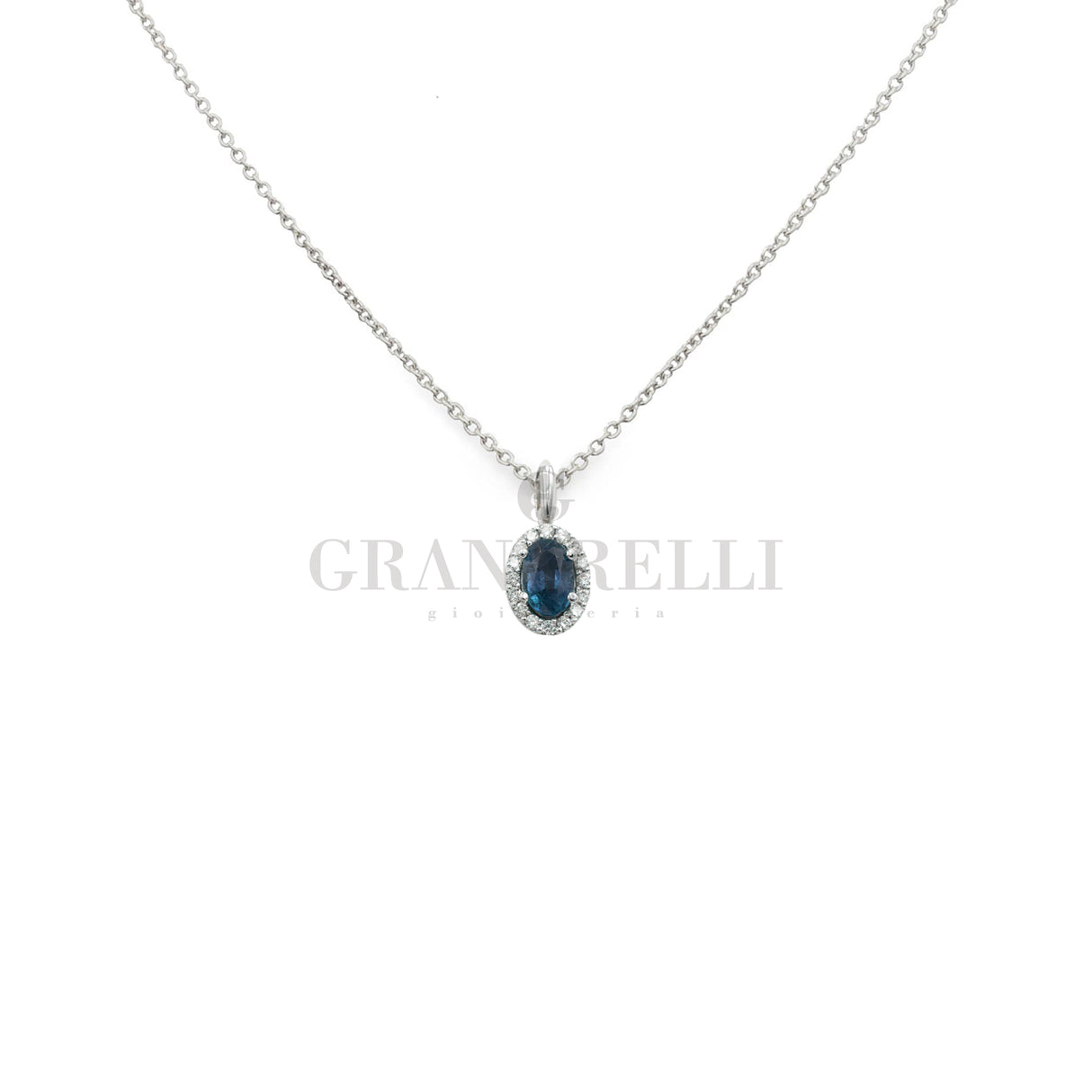 Girocollo Zaffiro Ovale e diamanti