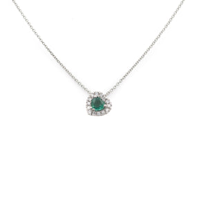 Girocollo Cuore Smeraldo e Diamanti in Oro Bianco-Girocolli-GRANARELLI-Gioielleria Granarelli