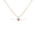 Girocollo Cuore Rubino e Diamanti in Oro Rosa