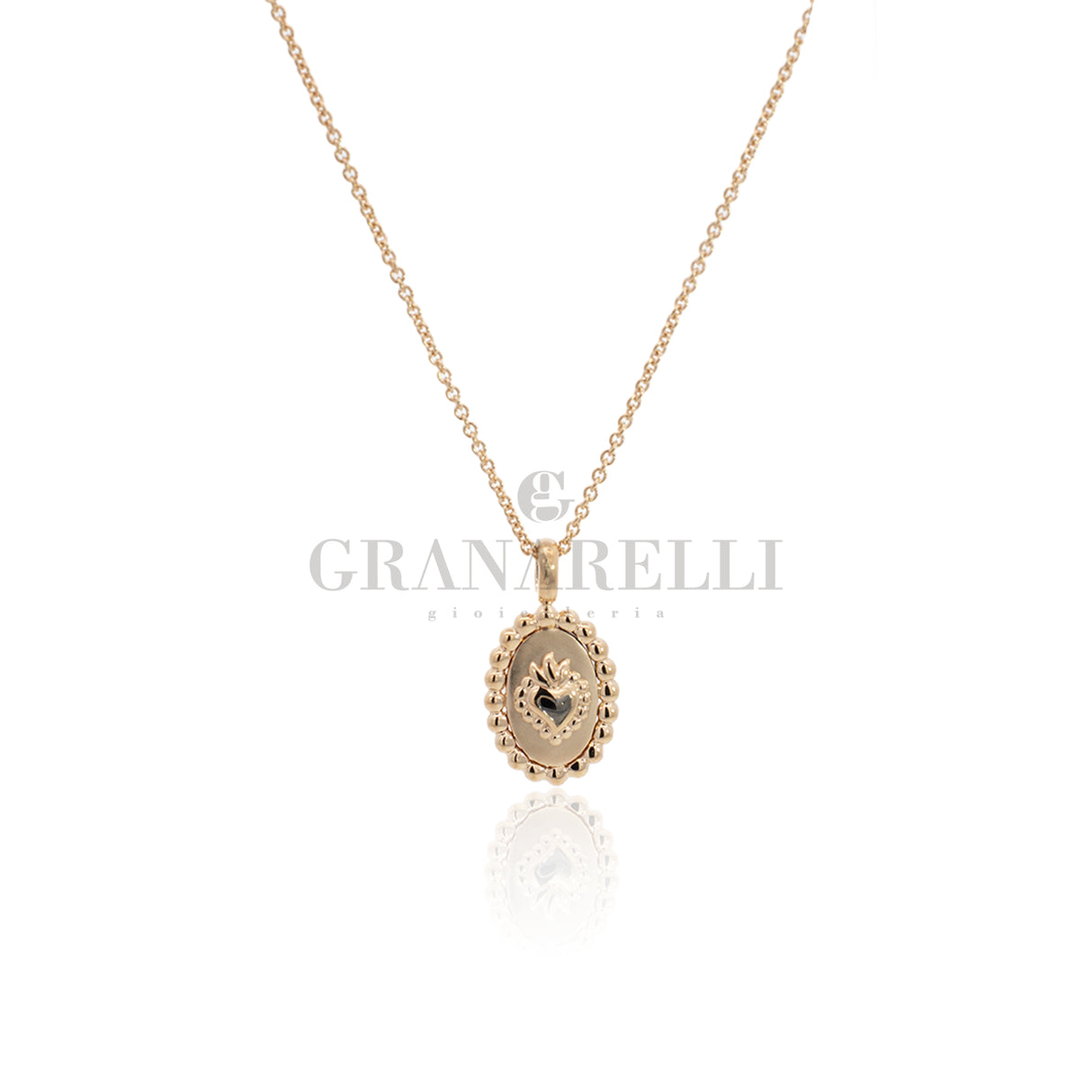 Girocollo madonna e cuore sacro in Oro rosa e Diamanti ct 0.11-Girocolli-CRIVELLI-Gioielleria Granarelli