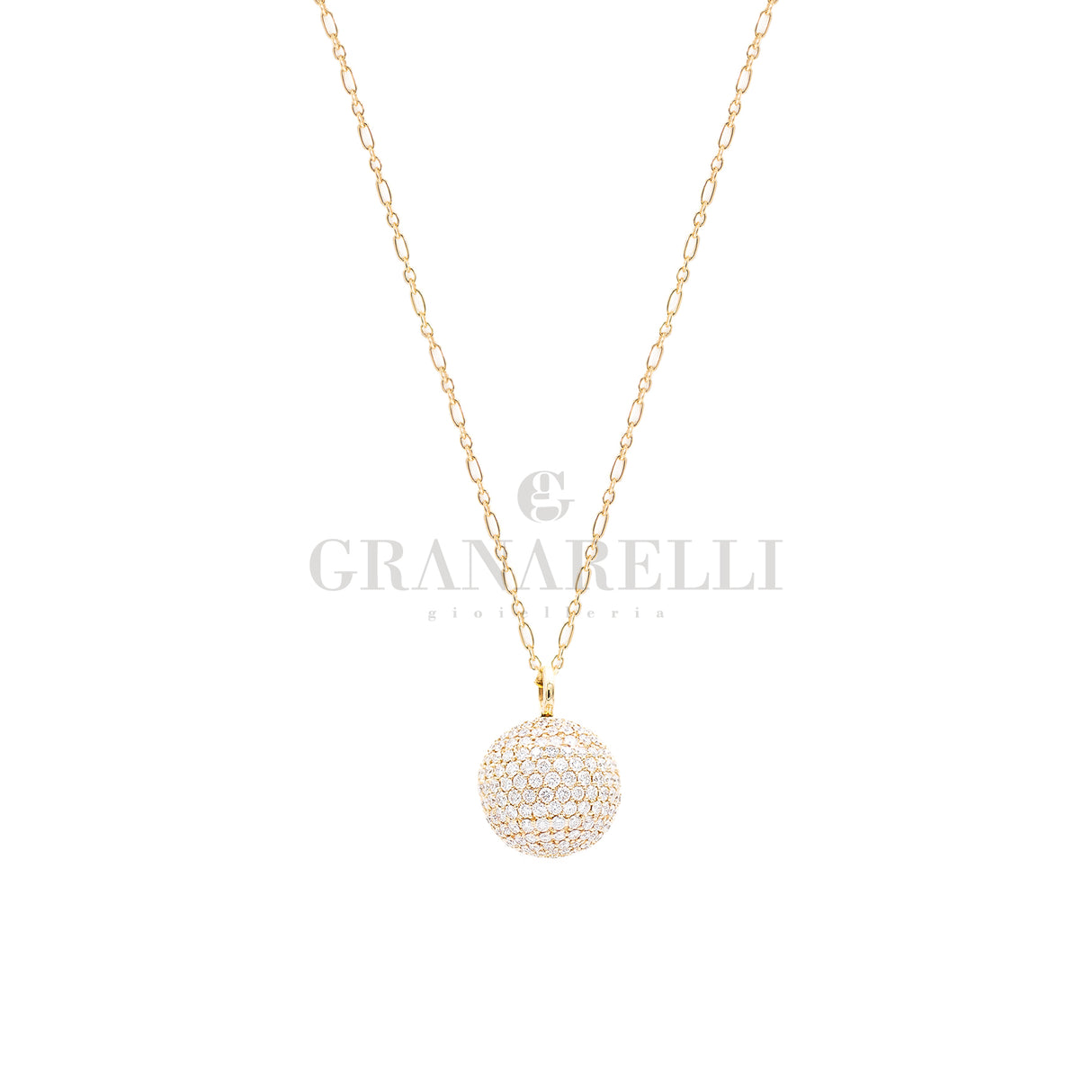 Collana Girocollo Sfera 18mm e Catena con Diamanti