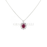 Girocollo Rubino 1,33kt e Diamanti in Oro Bianco