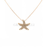 Girocollo stella marina pavè di Diamanti brown in oro Rosa