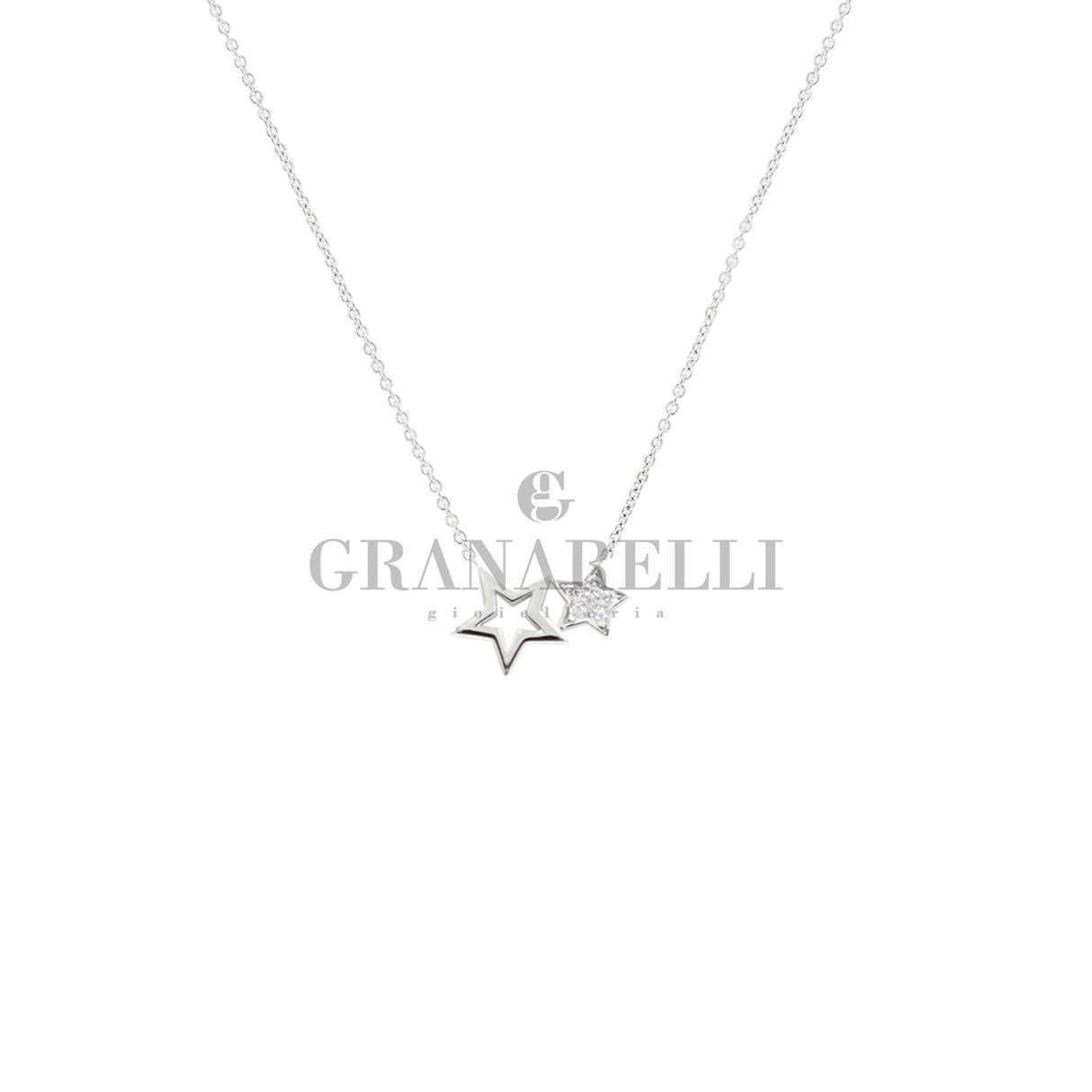 Girocollo Doppia Stella in oro Bianco