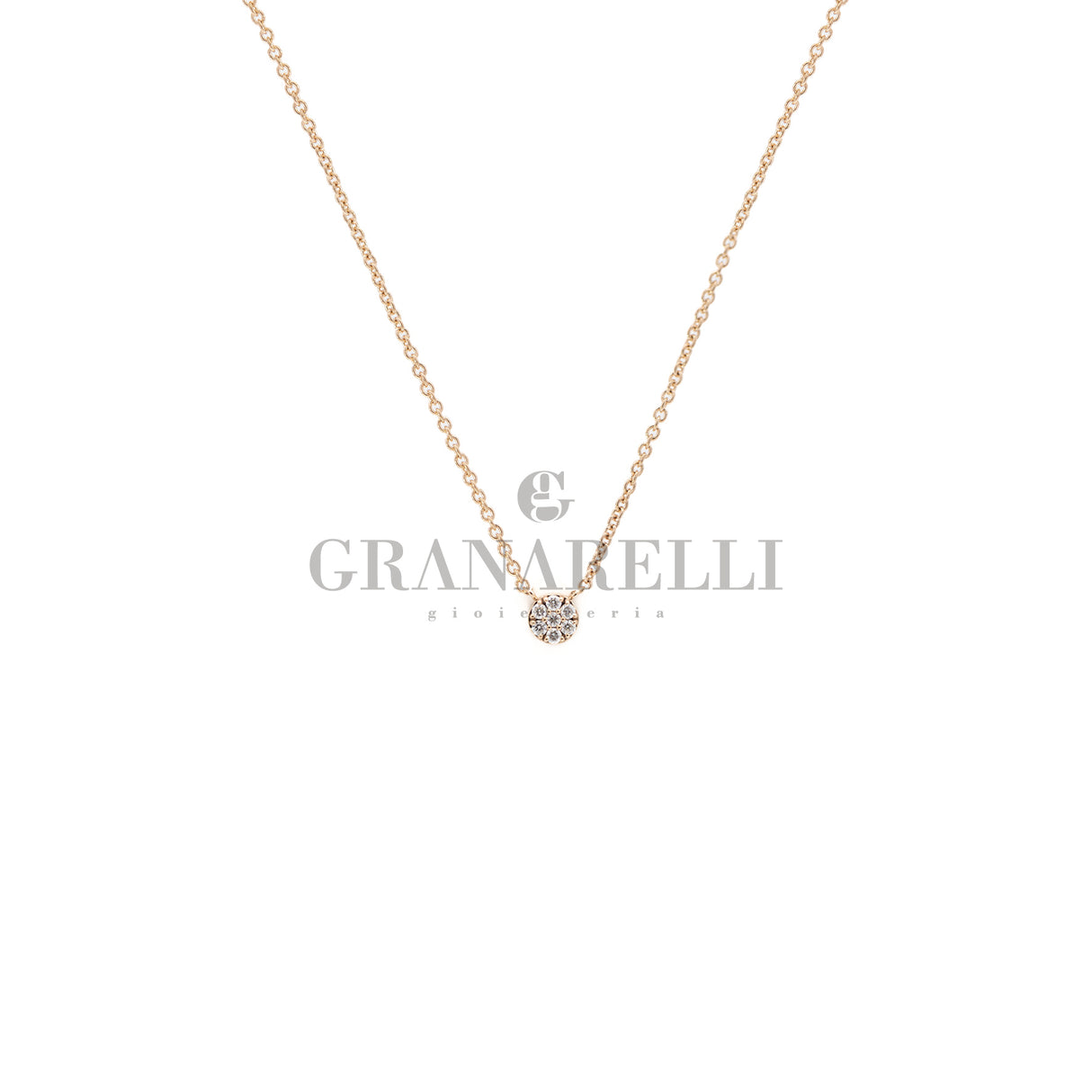 Girocollo Tondo pavè in oro Rosa