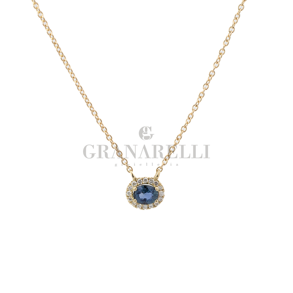 Girocollo Zaffiro 0.51kt E diamanti In Oro Giallo