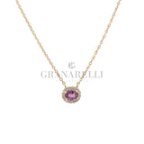 Girocollo Zaffiro Rosa 0.53kt E diamanti In Oro Giallo