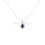 Girocollo Goccia Zaffiro 0.55kt con Diamanti  in oro bianco