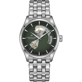 Jazzmaster Open Heart Verde Acciaio 42mm-Orologi-HAMILTON-Gioielleria Granarelli