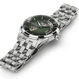 Jazzmaster Open Heart Verde Acciaio 42mm-Orologi-HAMILTON-Gioielleria Granarelli