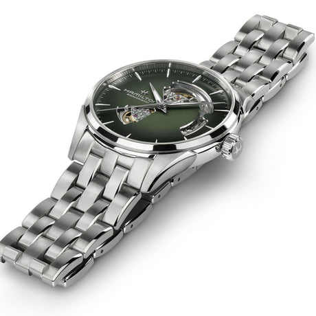 Jazzmaster Open Heart Verde Acciaio 42mm-Orologi-HAMILTON-Gioielleria Granarelli