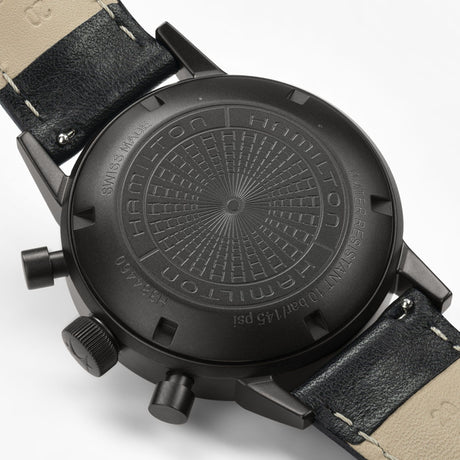 American Classic Intra-Matic Nero/Arancio Pelle-Orologi-HAMILTON-Gioielleria Granarelli
