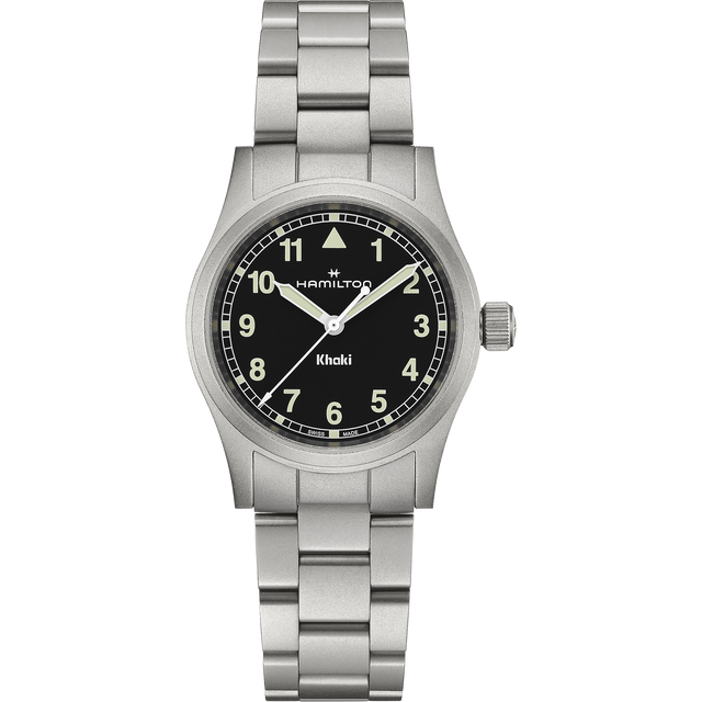 Khaki Field Quarzo Nero Acciaio 33mm-Orologi-HAMILTON-Gioielleria Granarelli