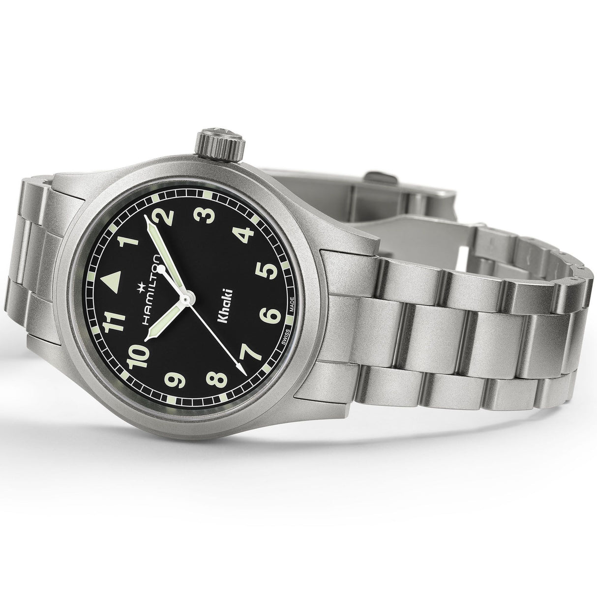 Khaki Field Quarzo Nero Acciaio 38mm-Orologi-HAMILTON-Gioielleria Granarelli