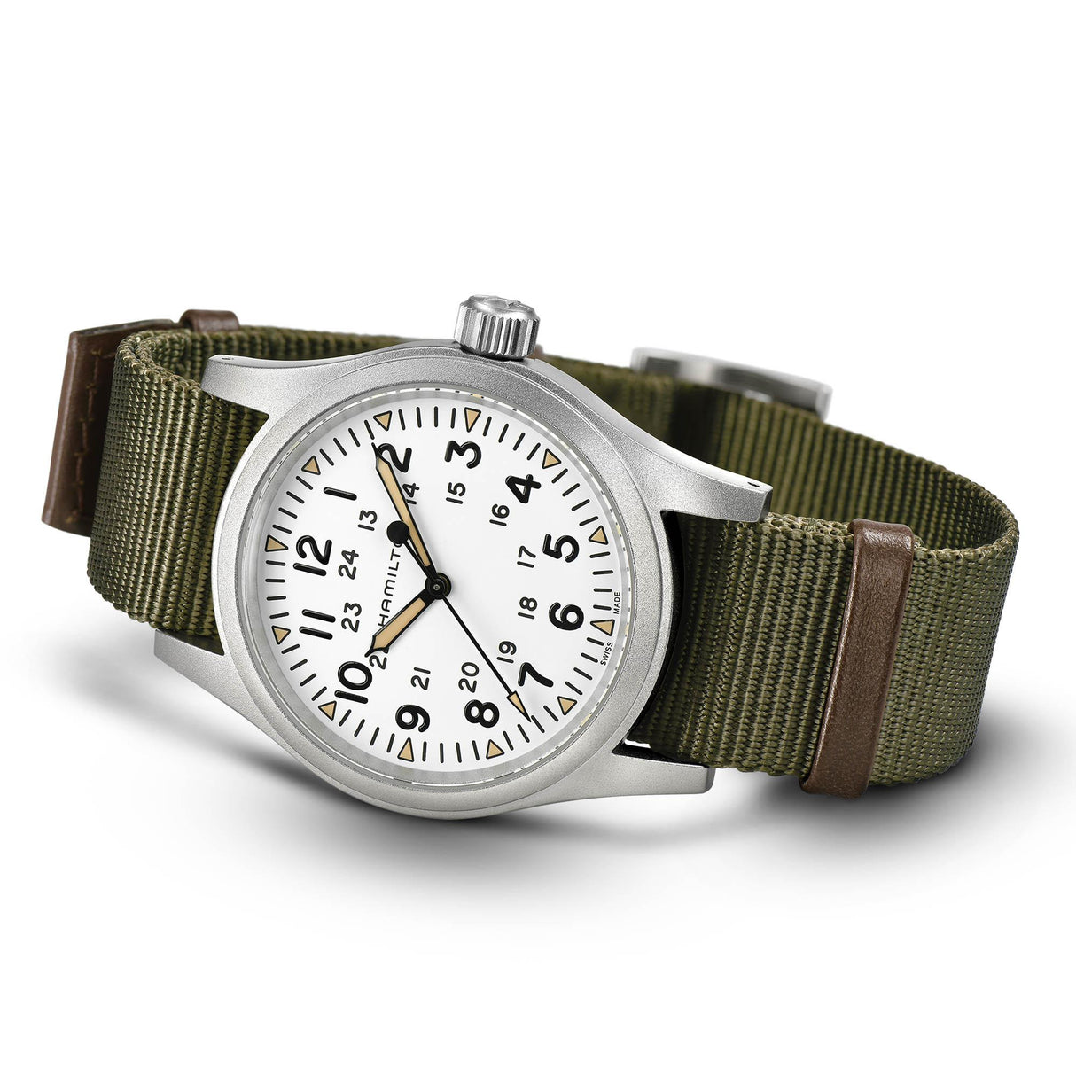 Khaki Field Mechanical Verde 38mm-Orologi-HAMILTON-Gioielleria Granarelli