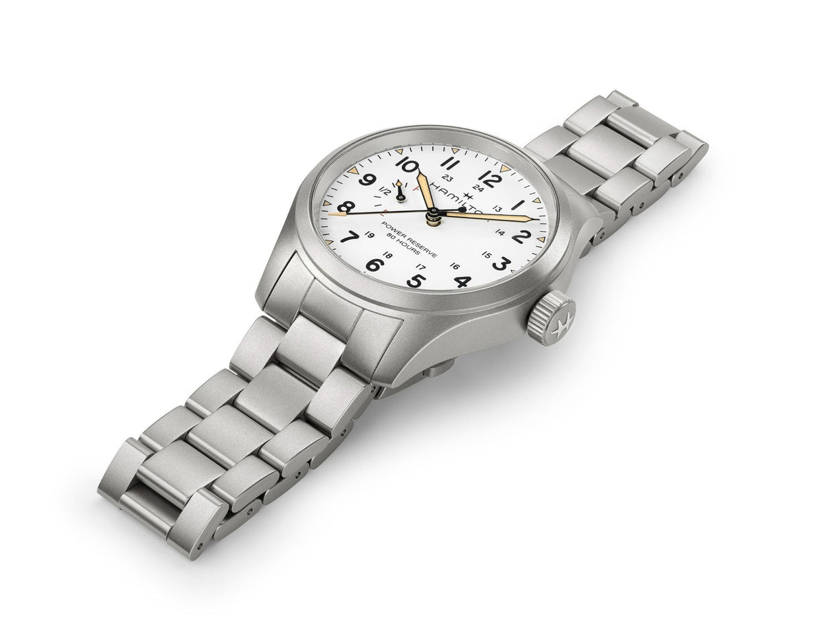 Khaki Field Mechanical Power Reserve Bianco 40mm Acciaio