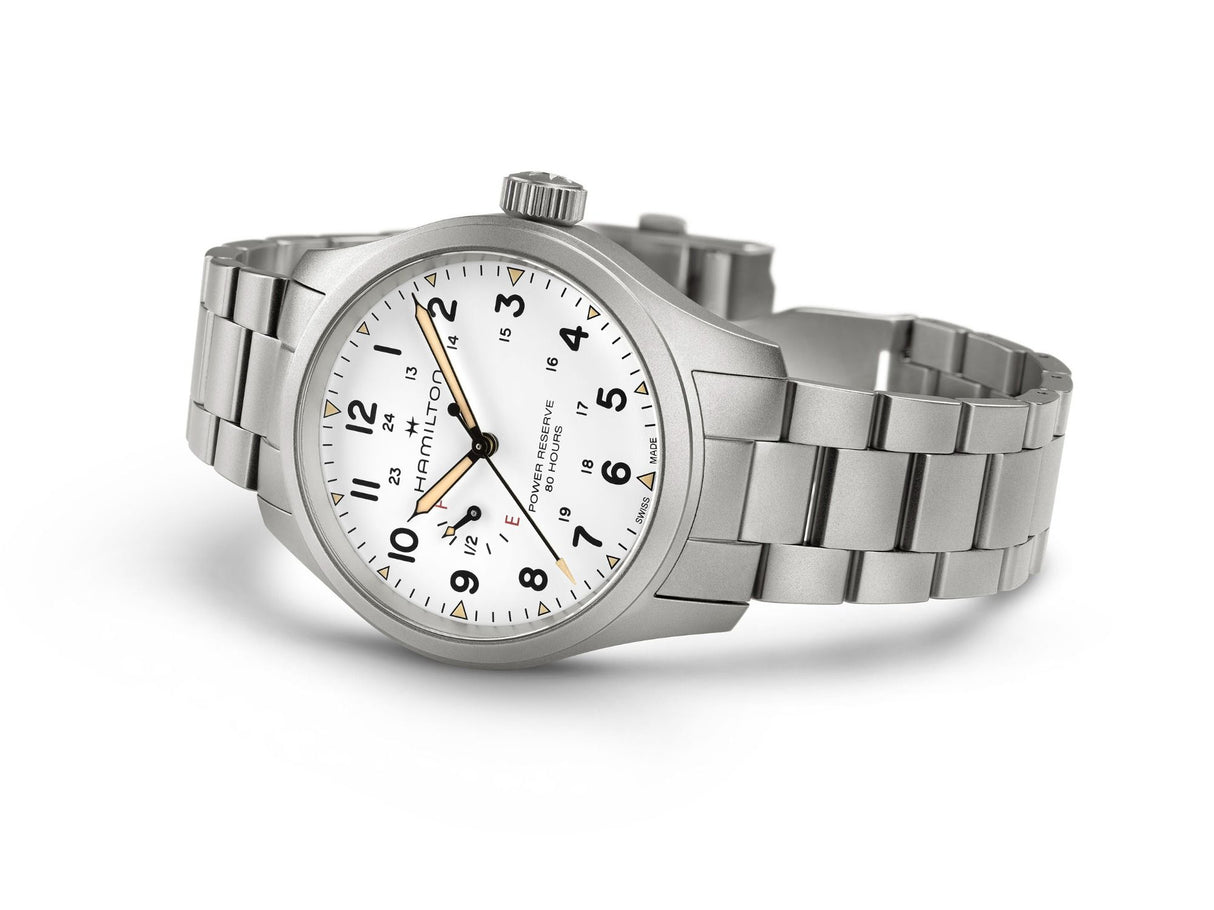 Khaki Field Mechanical Power Reserve Bianco 40mm Acciaio