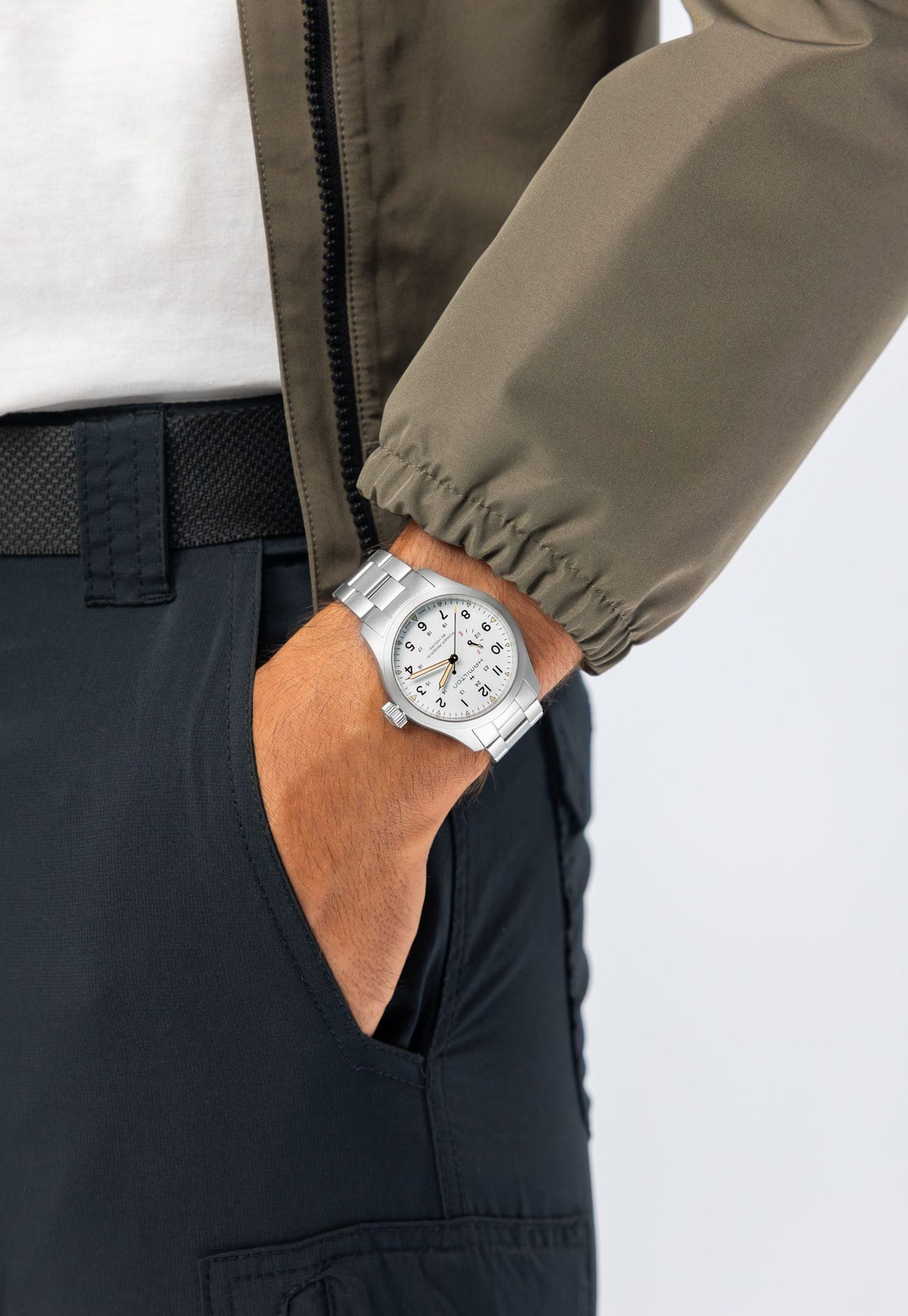 Khaki Field Mechanical Power Reserve Bianco 40mm Acciaio