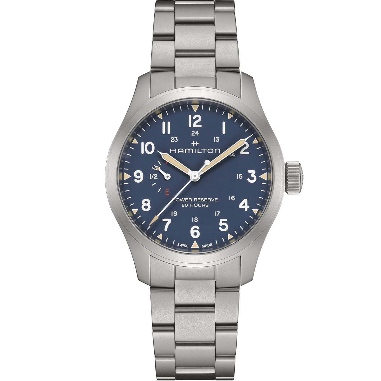 Khaki Field Power Reserve Acciaio Blu 40mm