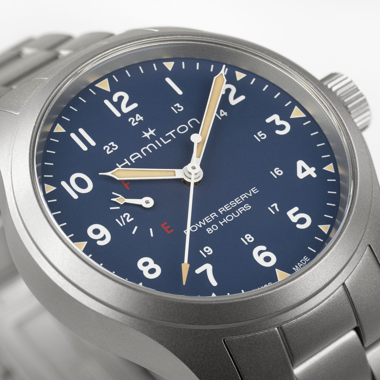 Khaki Field Power Reserve Acciaio Blu 40mm