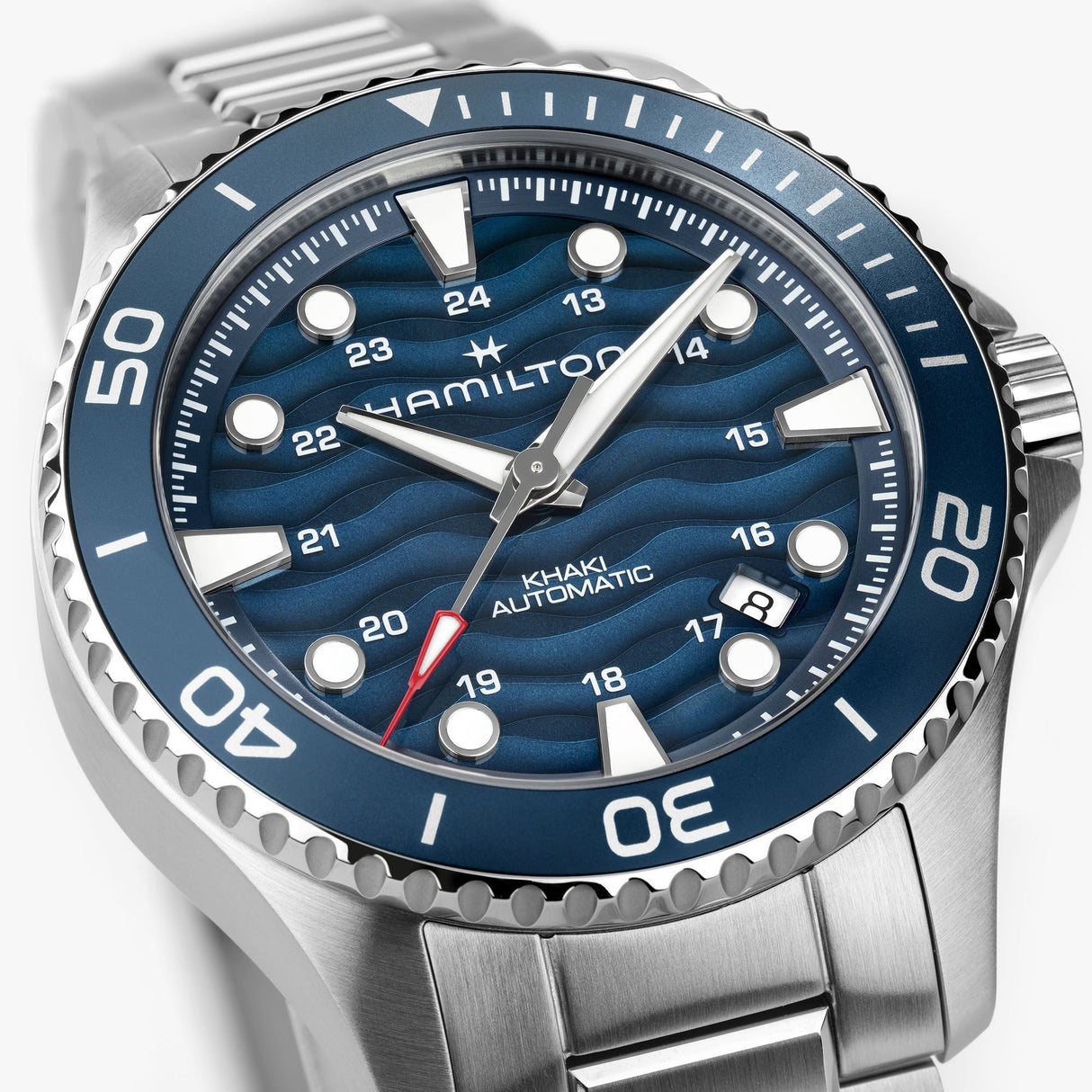 Khaki Navy Scuba Automatik Blauer Stahl 40 mm