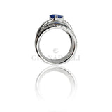 Anello Zaffiro e Diamanti Oro Bianco